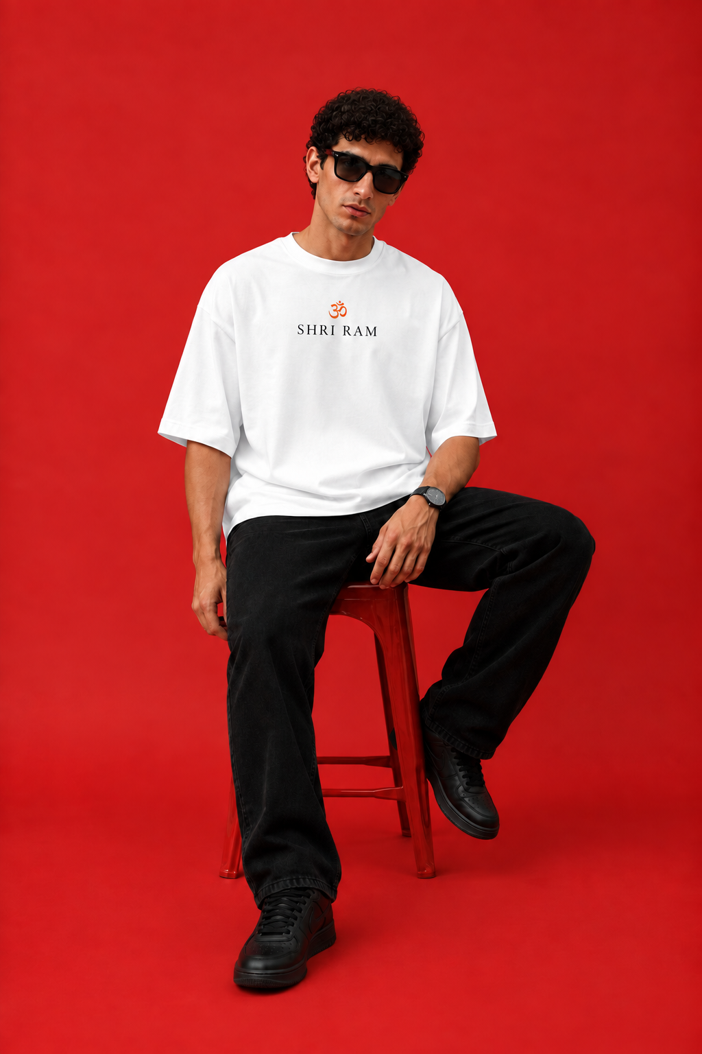ELZO SHRI RAM OVERSIZED T-SHIRT | PURE WHITE