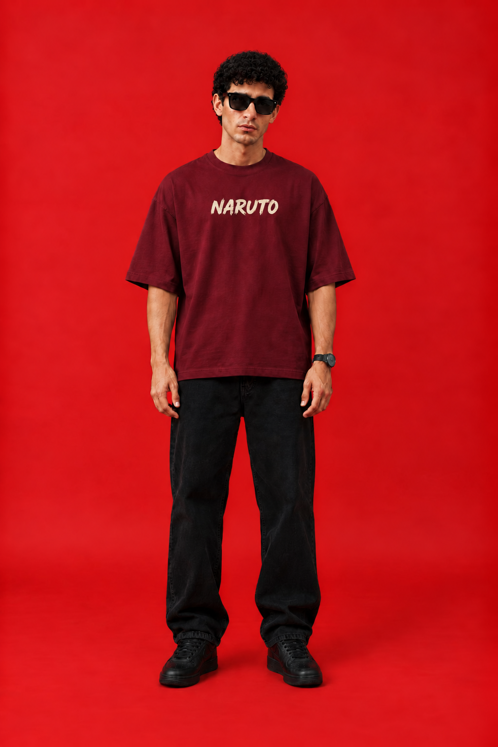 ELZO NARUTO SHIPPUDEN OVERSIZED T-SHIRT | ROYAL MAROON