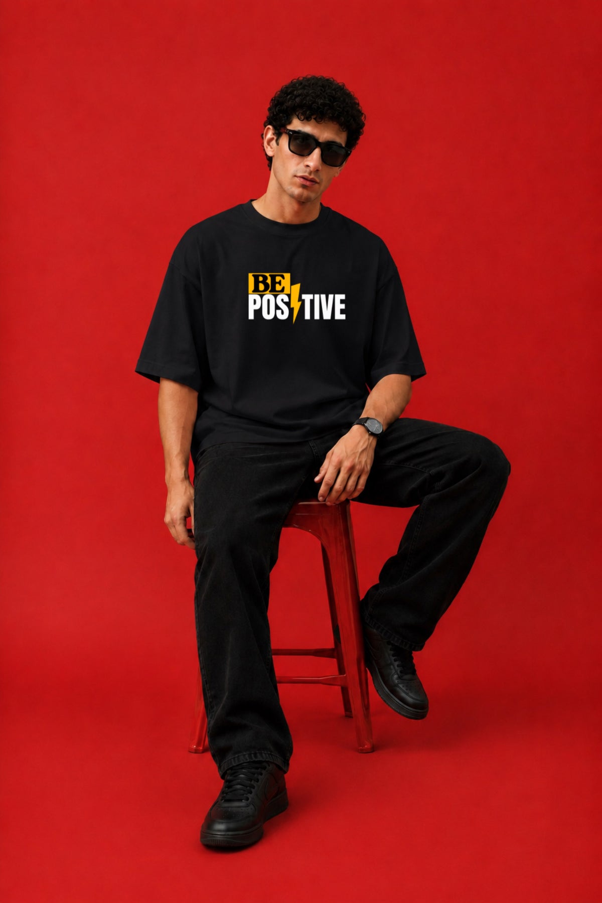 ELZO POSITIVE DRIVE OVERSIZED T-SHIRT | MIDNIGHT BLACK
