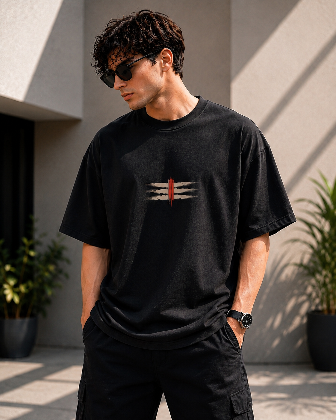 ELZO TRISHUL OVERSIZED T-SHIRT | MIDNIGHT BLACK