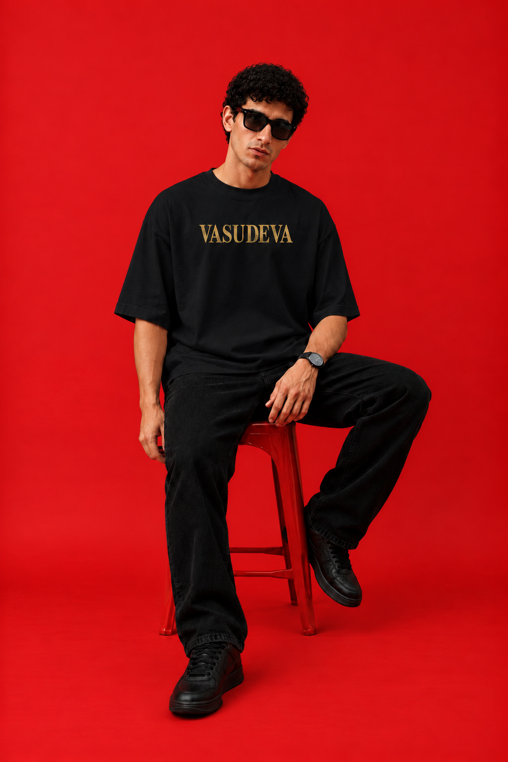 ELZO VASUDEVA KRISHNA OVERSIZED T-SHIRT | MIDNIGHT BLACK