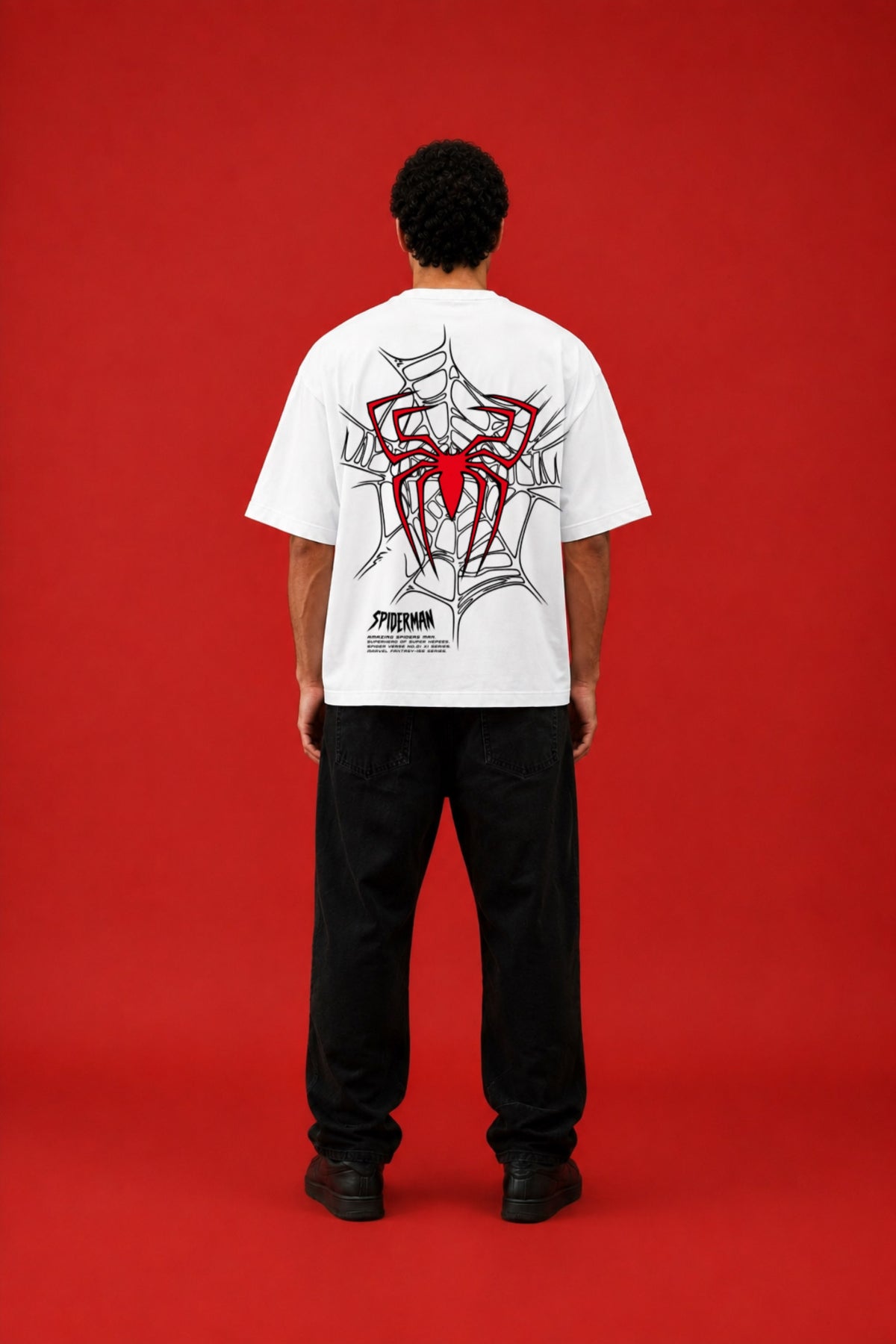 ELZO SPIDER-MAN WEB OVERSIZED T-SHIRT | OPTIC WHITE