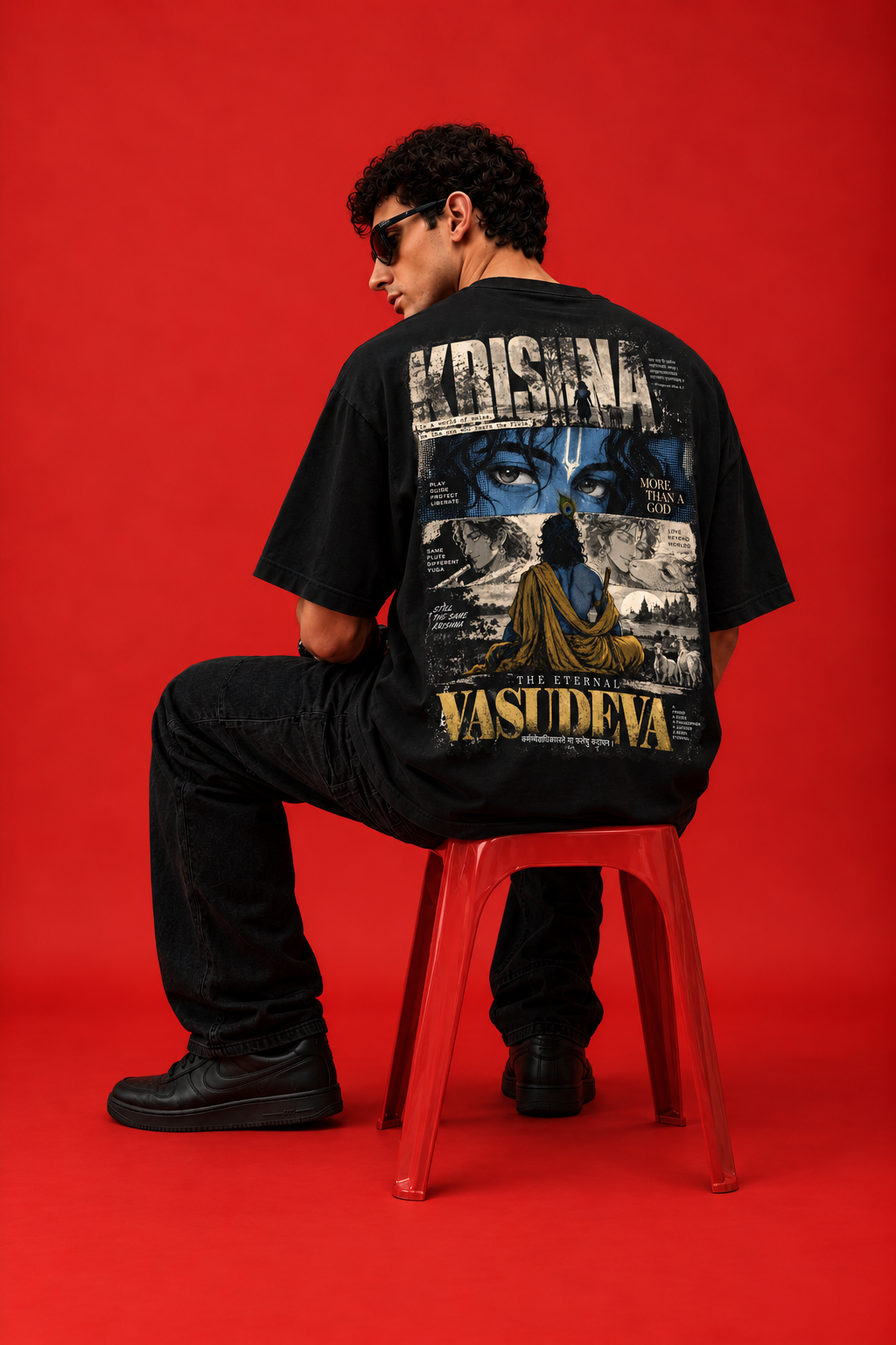 ELZO VASUDEVA KRISHNA OVERSIZED T-SHIRT | MIDNIGHT BLACK