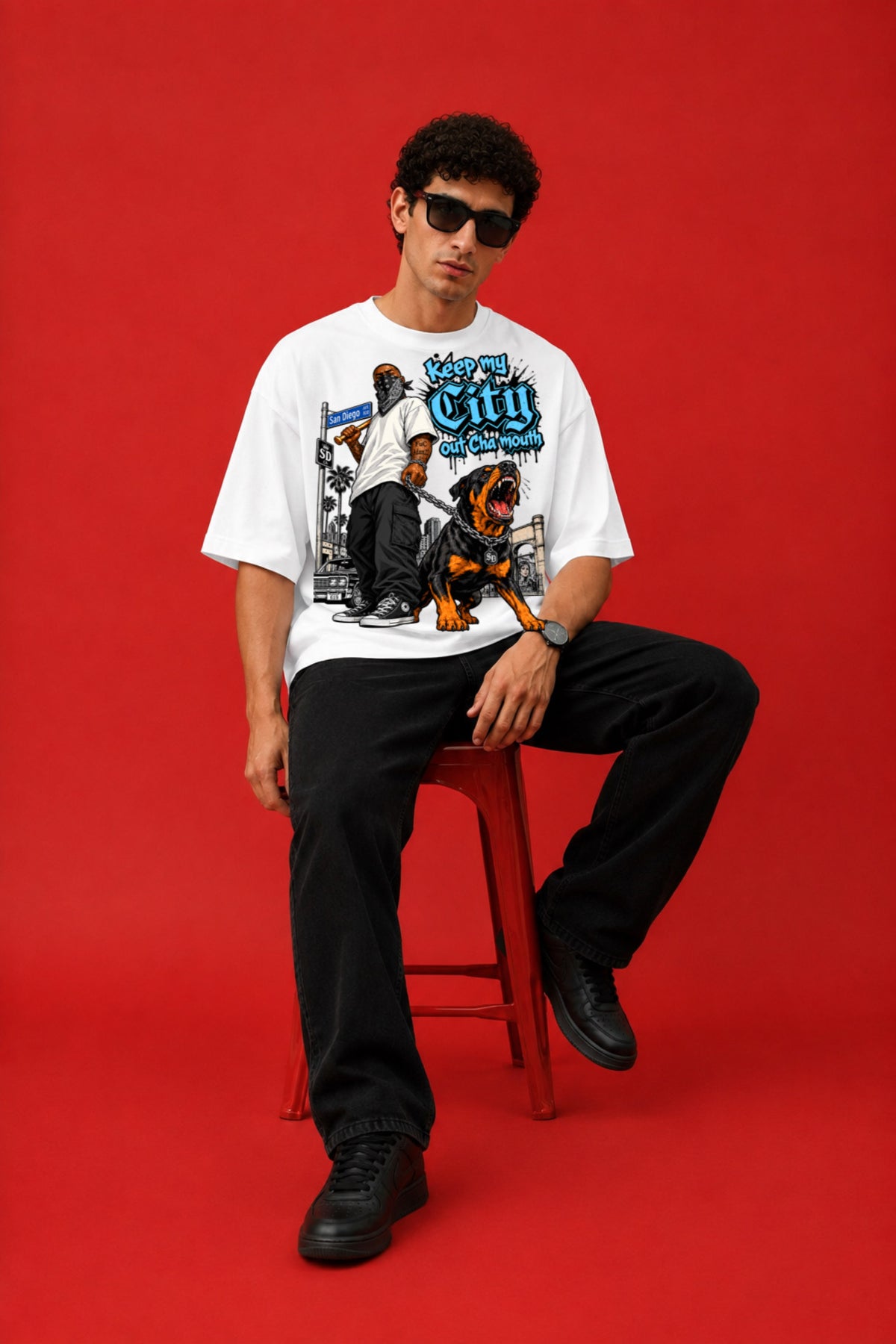 ELZO CITY GUARDIAN OVERSIZED T-SHIRT | PURE WHITE