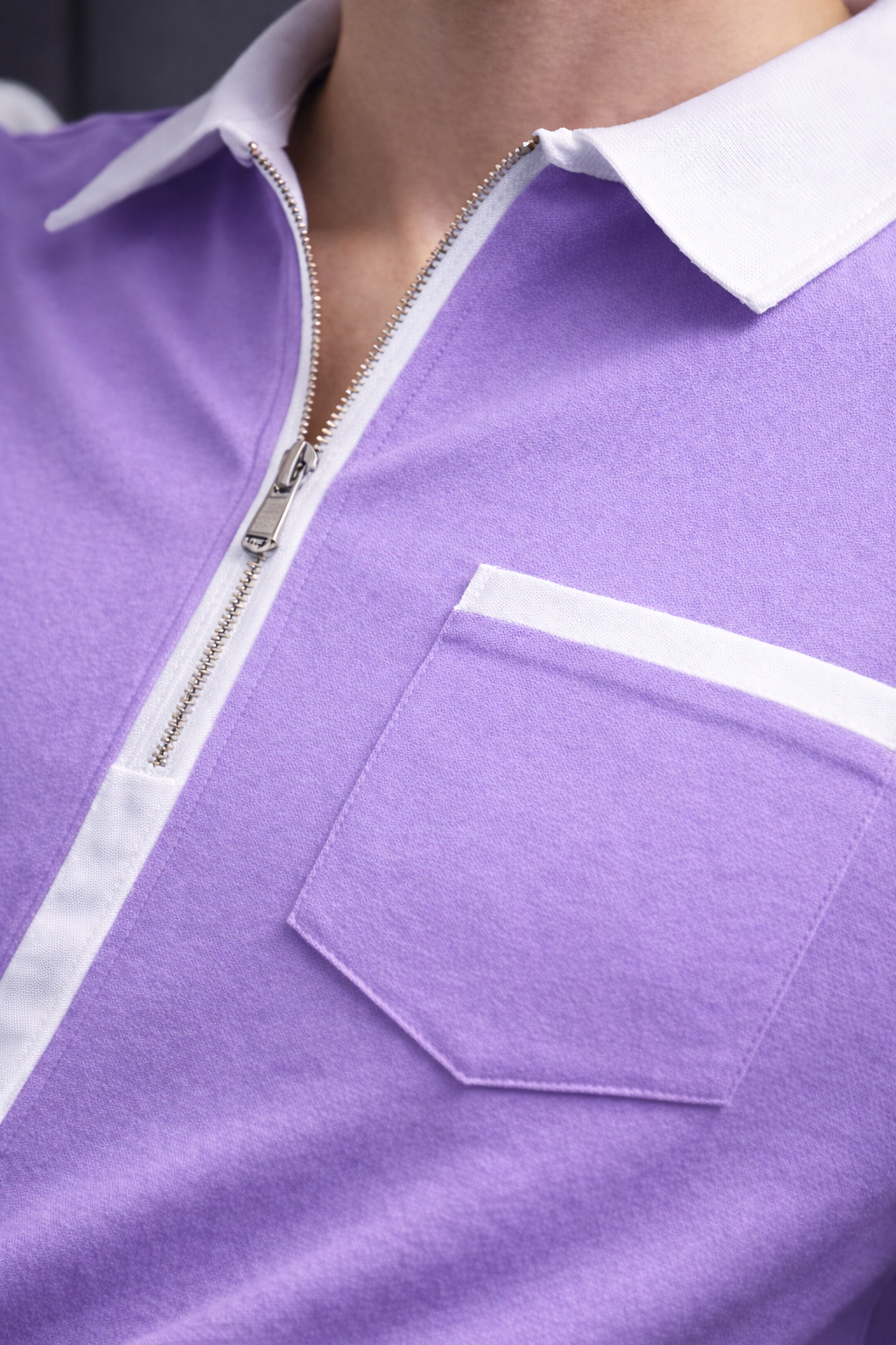 ELZO Luxe Zip Polo T-Shirt – Lavender Purple | 240 GSM Organic Cotton Premium Wear