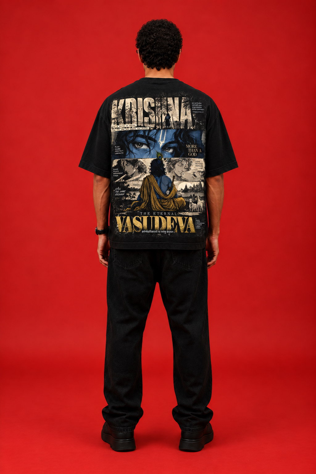 ELZO VASUDEVA KRISHNA OVERSIZED T-SHIRT | MIDNIGHT BLACK