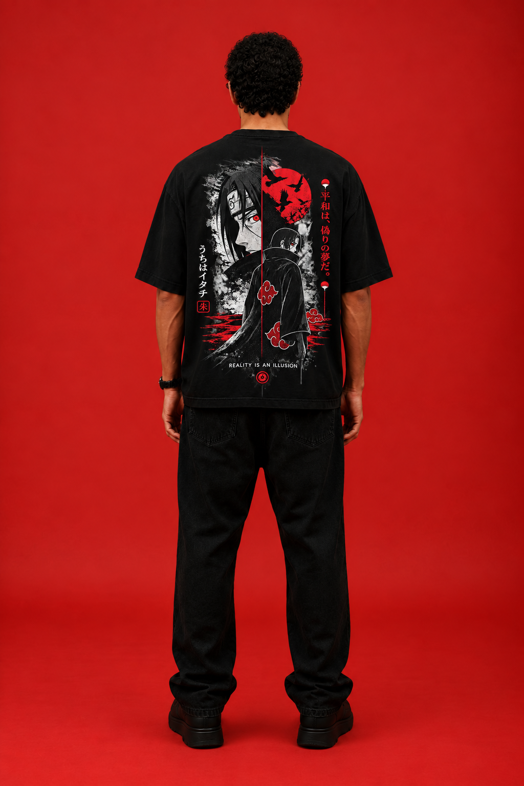 ELZO ITACHI UCHIHA OVERSIZED T-SHIRT | MIDNIGHT BLACK