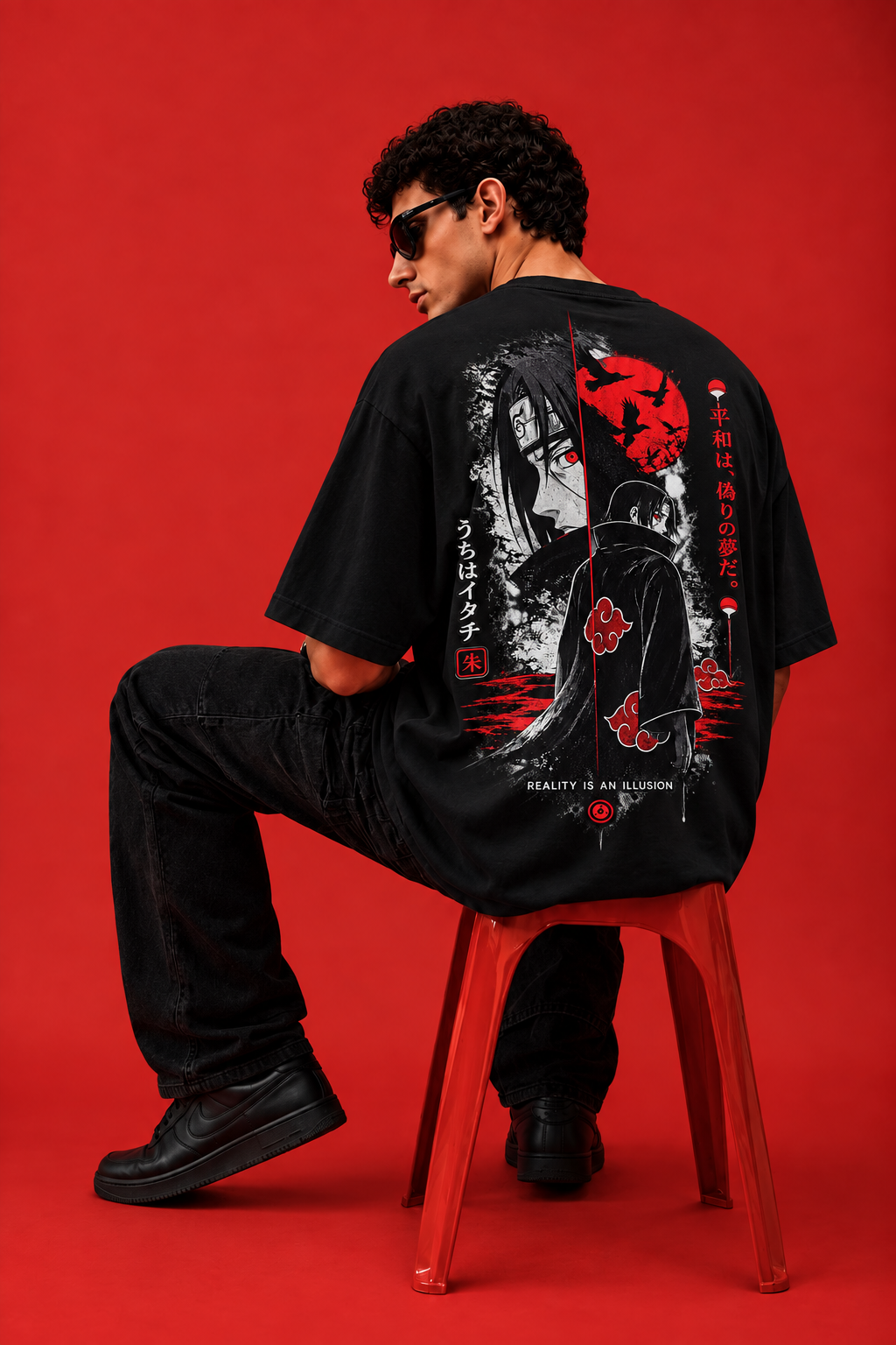 ELZO ITACHI UCHIHA OVERSIZED T-SHIRT | MIDNIGHT BLACK